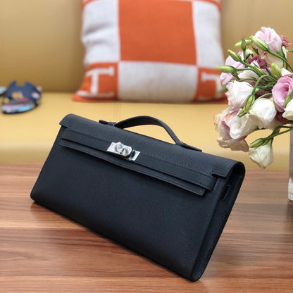 HM Kelly Cut 31cm Black Swift Leather Shw