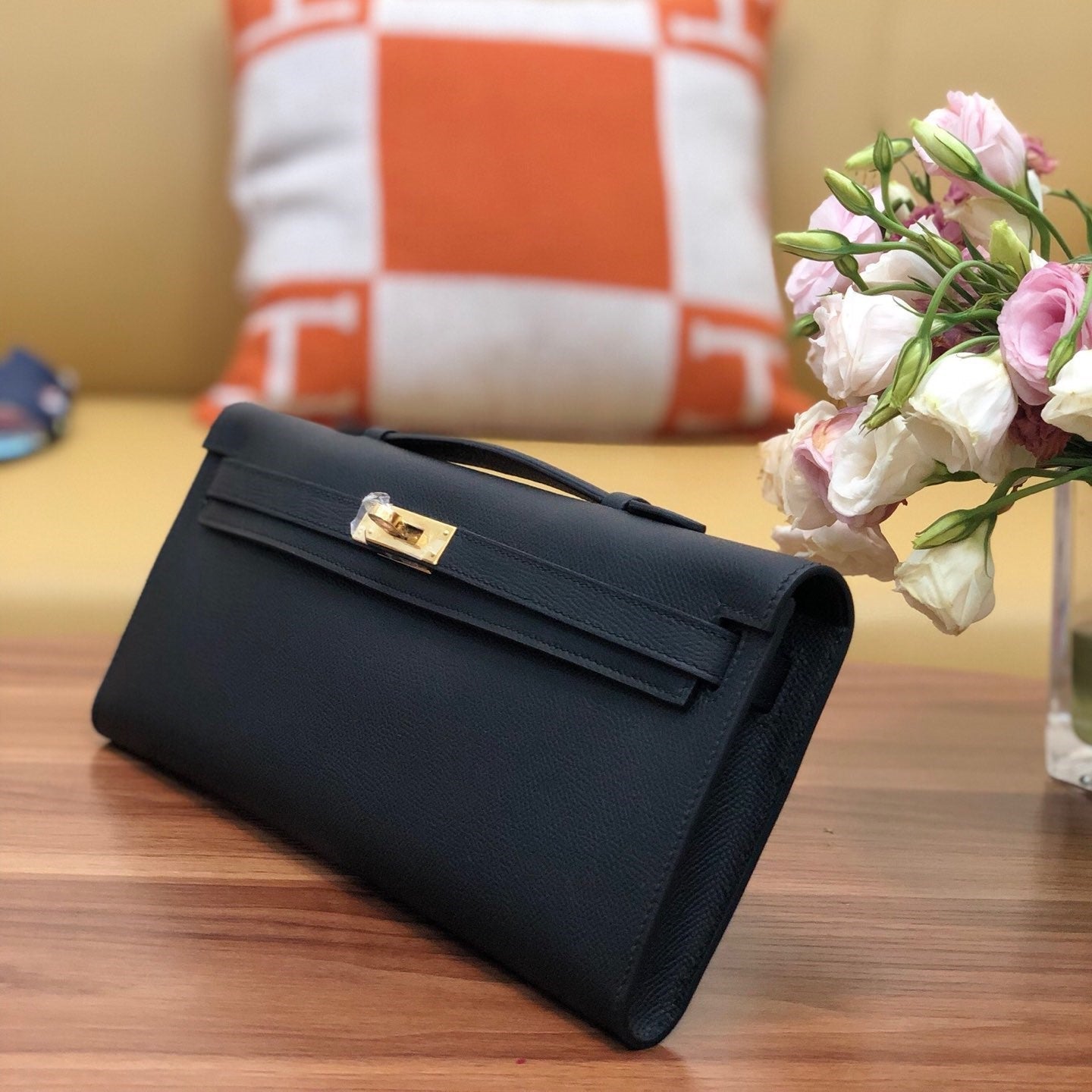 HM Kelly Cut 31cm Black Swift Leather Ghw