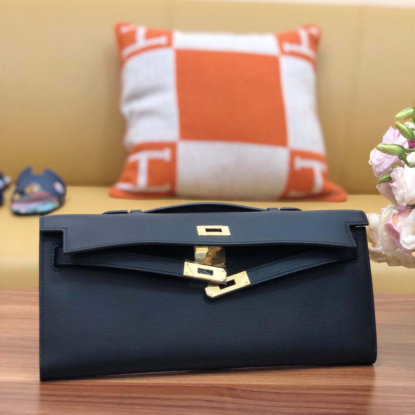 HM Kelly Cut 31cm Black Swift Leather Ghw