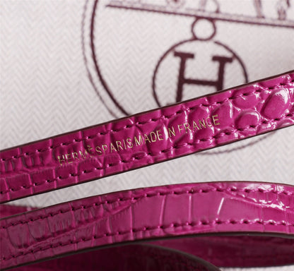 HM KELLY MINI 22 BARBIE PINK CROCODILE EMBOSSED CALFSKIN GOLD HARDWARE