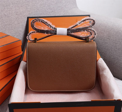 HM CONSTANCE BAGS 19 RUSSET EPSOM GOLD HARDWARE