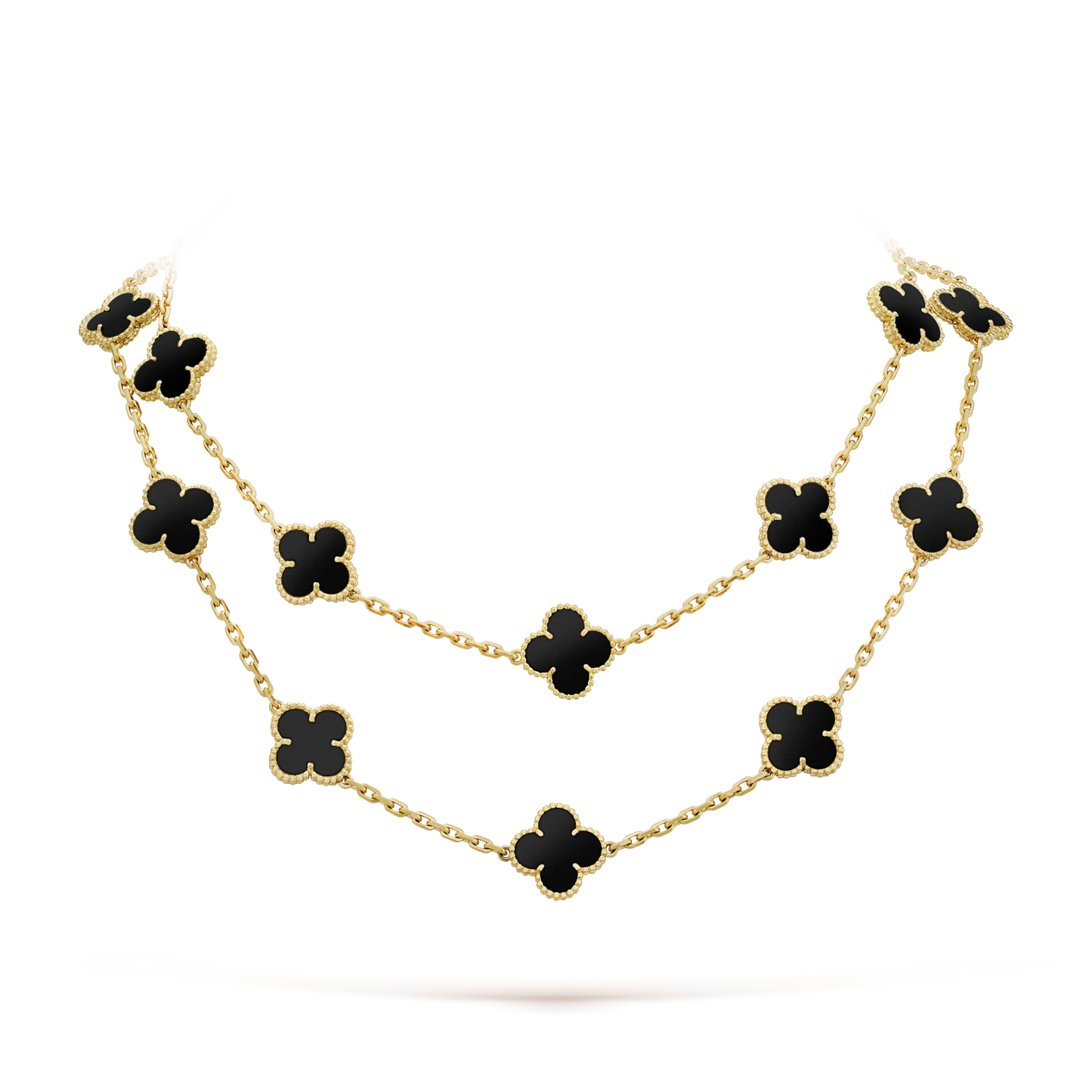 DIANA CLOVER 20 MOTIFS ONYX NECKLACE