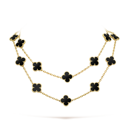DIANA CLOVER 20 MOTIFS ONYX NECKLACE