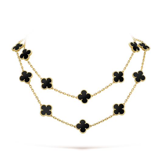 DIANA CLOVER 20 MOTIFS ONYX NECKLACE