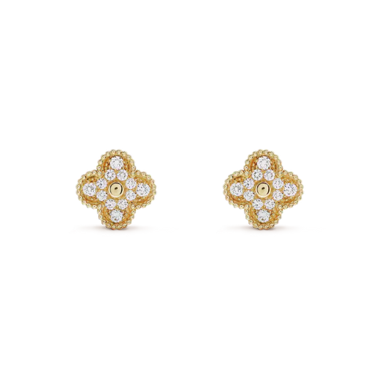 DIANA CLOVER MEDIUM 1 MOTIFS FUll DIAMOND EARRINGS