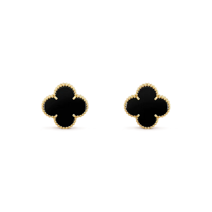 DIANA CLOVER MEDIUM 1 MOTIFS  ONYX STUD EARRINGS