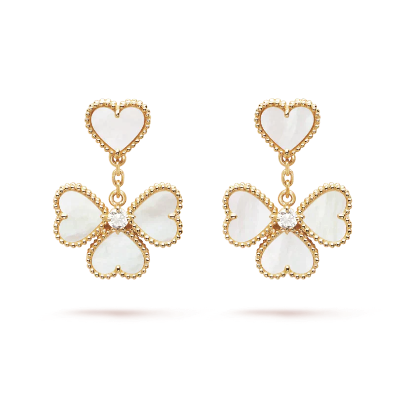DIANA CLOVER SWEET WHITE MOP EARRINGS