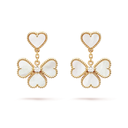 DIANA CLOVER SWEET WHITE MOP EARRINGS