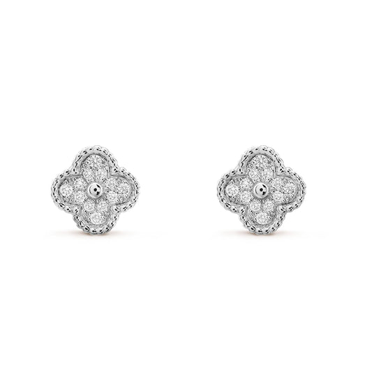 DIANA CLOVER MINI DIAMOND STUD EARRINGS