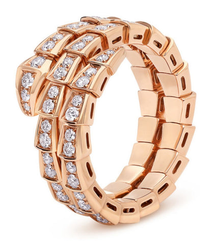 DIANA SERPENTI RING PINK GOLD DIAMOND DOUBLE ROW