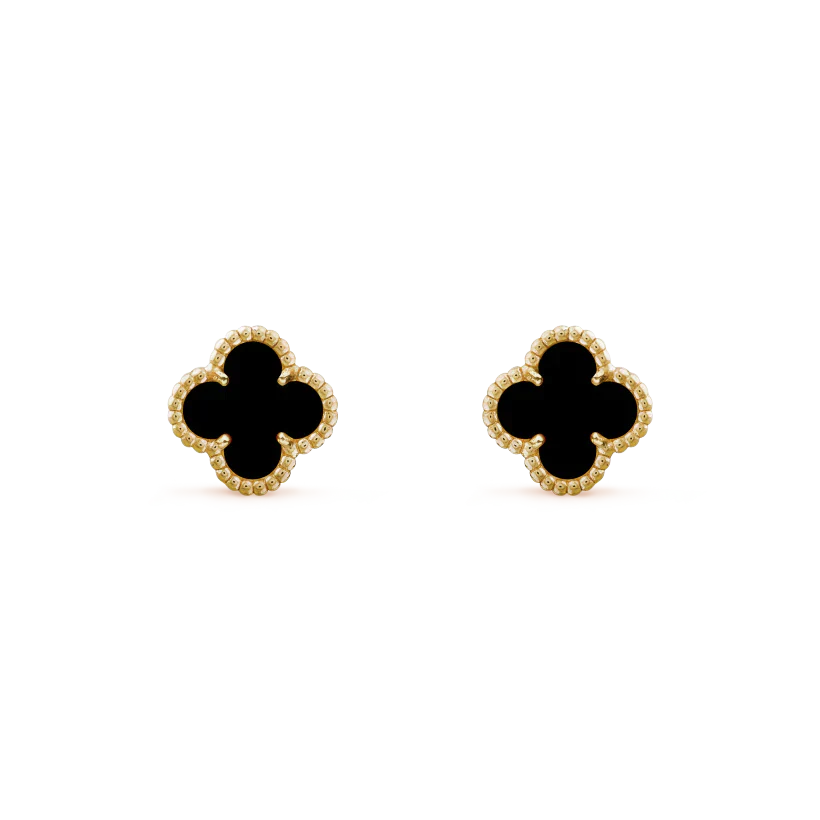 DIANA CLOVER MINI 9.5MM BLACK MOP EARRINGS