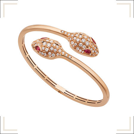 DIANA SERPENTI BRACELET PINK GOLD DIAMOND DOUBLE SNAKE