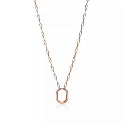LOCK SMALL PENDANT PINK DIAMOND PINK GOLD NECKLACE