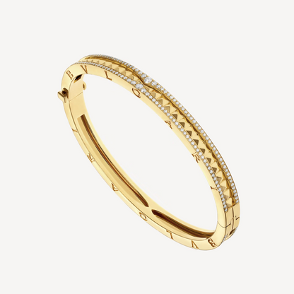 DIANA ZERO 1 SPIRAL AND PAVED DIAMOND GOLD BRACELET
