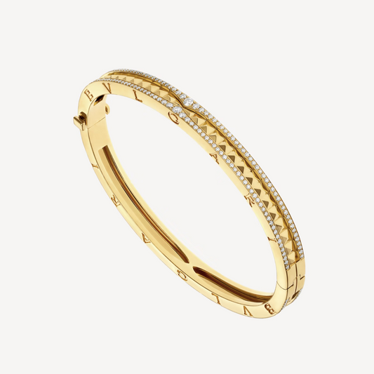 DIANA ZERO 1 SPIRAL AND PAVED DIAMOND GOLD BRACELET