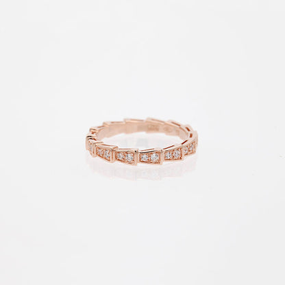 DIANA SERPENTI RING PINK GOLD DIAMOND PAVED 3MM