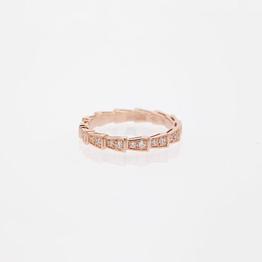 DIANA SERPENTI RING PINK GOLD DIAMOND PAVED 3MM