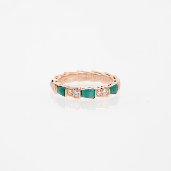 DIANA SERPENTI RING PINK GOLD MALACHITE DIAMOND 3MM
