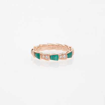 DIANA SERPENTI RING PINK GOLD MALACHITE DIAMOND 3MM