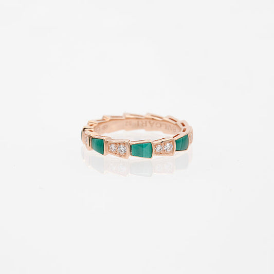 DIANA SERPENTI RING PINK GOLD MALACHITE DIAMOND 3MM