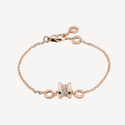 DIANA ZERO 1 SOFT PINK GOLD WITH PAVED DIAMONDS ON THE SPIRAL BRACELET