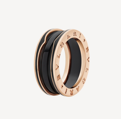 DIANA ZERO 1 TWO-BAND WITH MATTE BLACK CERAMIC PINK GOLD RING