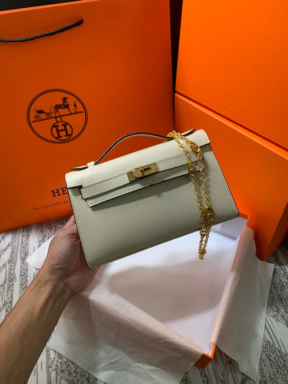 HM KELLY MINI POCHETTE 22 CREAM EPSOM