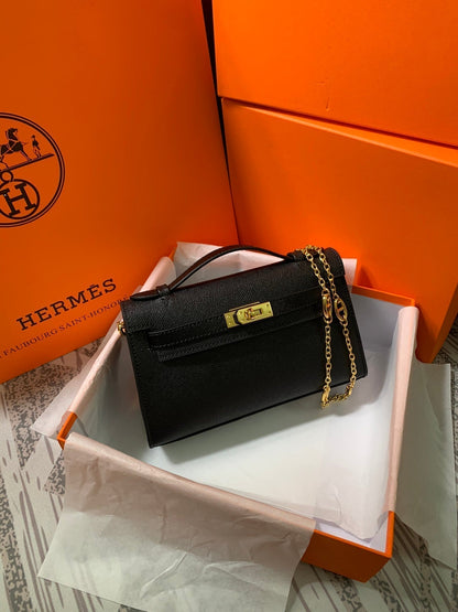 HM KELLY MINI POCHETTE 22 BLACK EPSOM