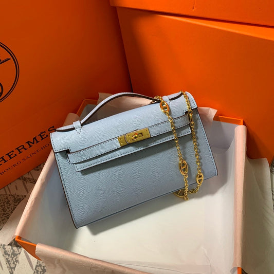 HM KELLY MINI POCHETTE 22 SAPPHIRE EPSOM