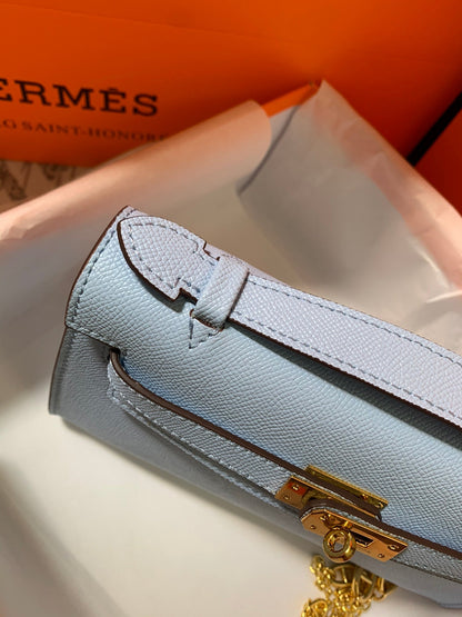 HM KELLY MINI POCHETTE 22 SAPPHIRE EPSOM