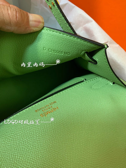 HM KELLY MINI POCHETTE 22 GREEN EPSOM