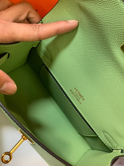 HM KELLY MINI POCHETTE 22 GREEN EPSOM