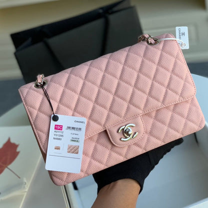 flap bag medium 25 pink caviar shw