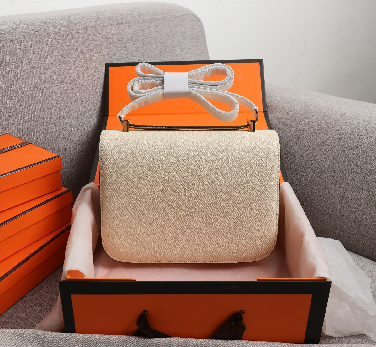 HM CONSTANCE BAGS 19 CREAM EPSOM GOLD HARDWARE