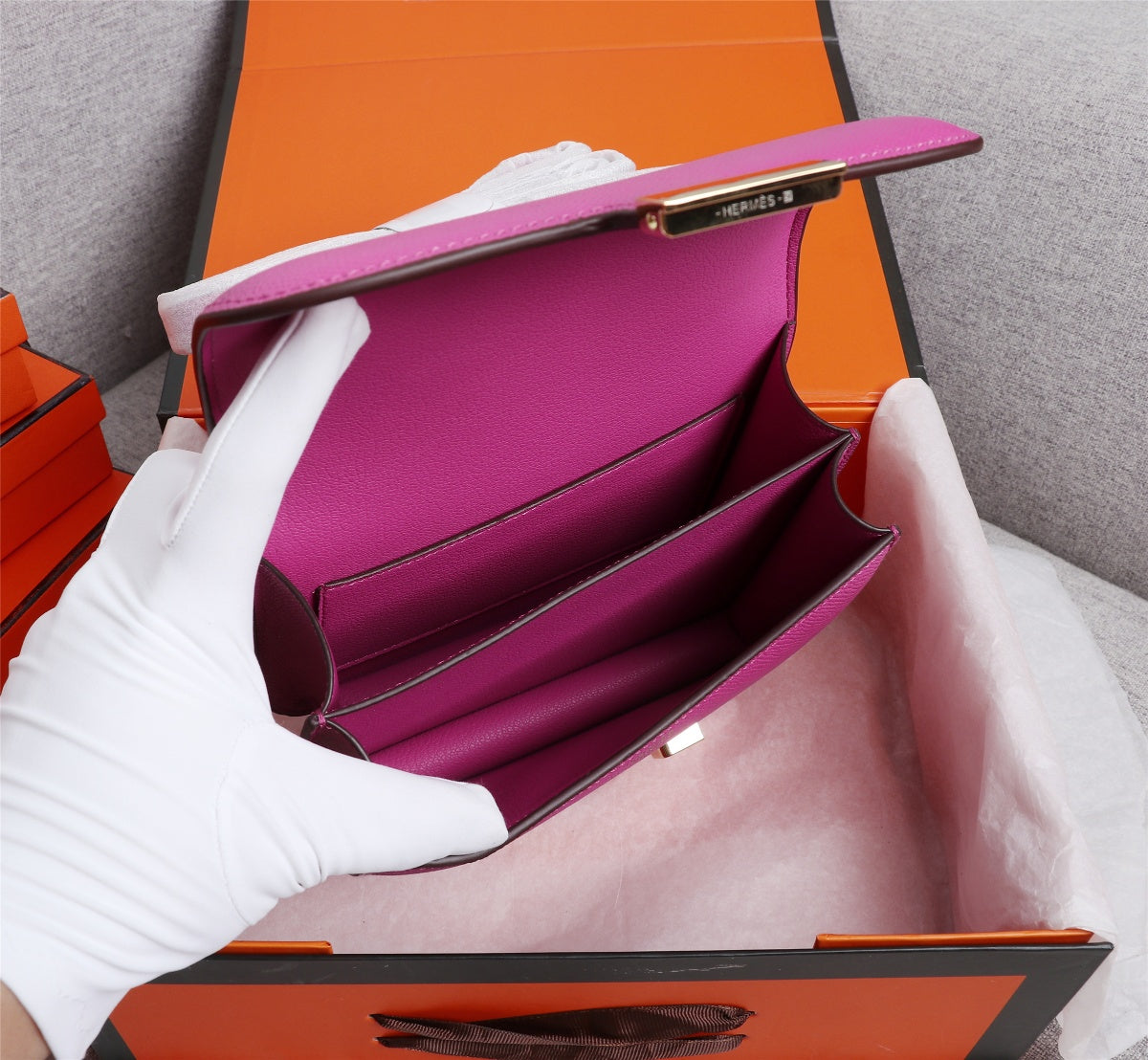 HM CONSTANCE BAG 19 PINK EPSOM GOLD HARDWARE