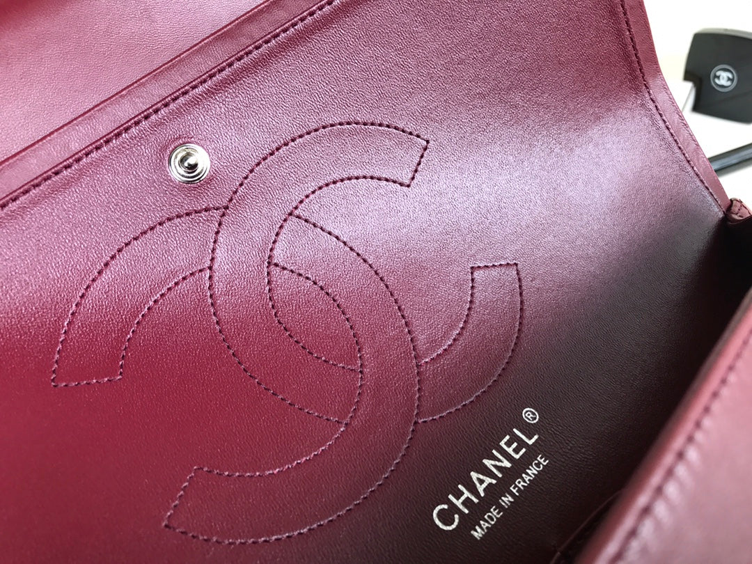 flap bag jumbo 30 burgundy lambskin silver hardware