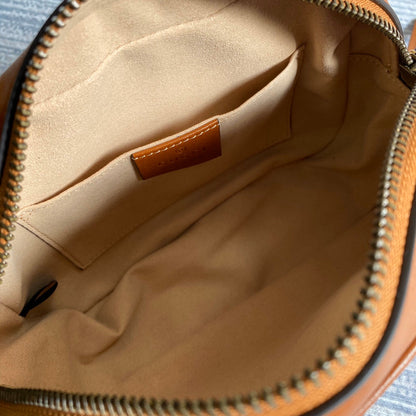 gg marmont mini 18cm zip top brown calfskin gold hardware