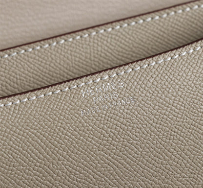 HM CONSTANCE BAGS 19 KHAKI EPSOM SILVER HARDWARE