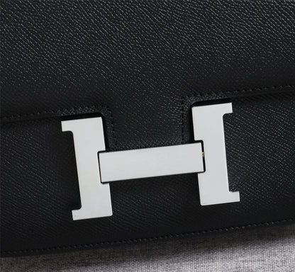 HM CONSTANCE BAGS 22 BLACK EPSOM SILVER HARDWARE