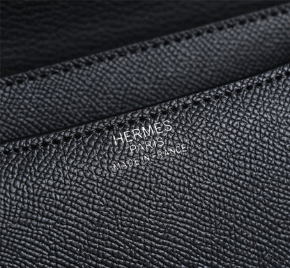 HM CONSTANCE BAGS 22 BLACK EPSOM SILVER HARDWARE
