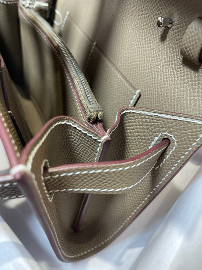 kelly woc 20.5 etoupe epsom silver hardware