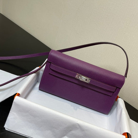 kelly woc 20.5 purple epsom silver hardware