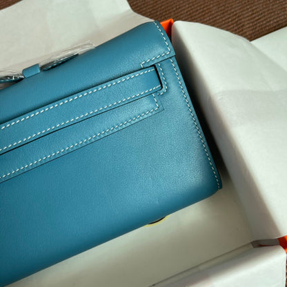 HM Kelly Cut 31cm Light Blue Swift Leather Ghw