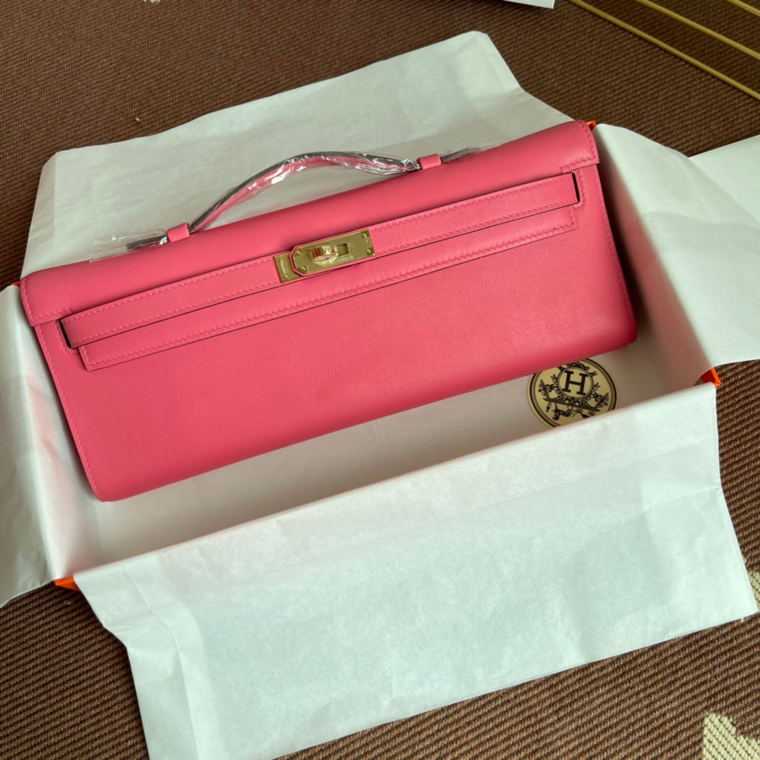 HM Kelly Cut 31cm Pink Swift Leather Ghw