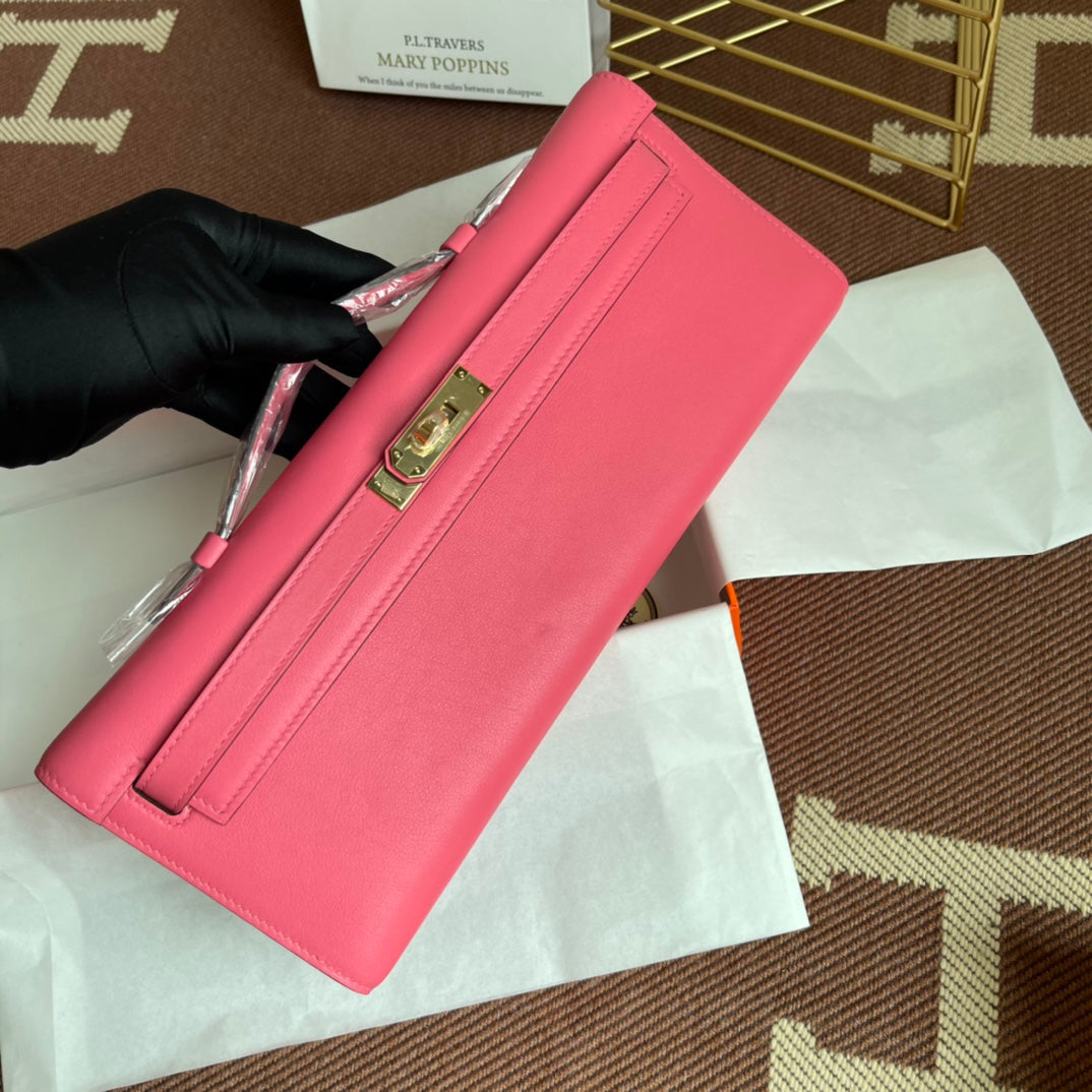 HM Kelly Cut 31cm Pink Swift Leather Ghw