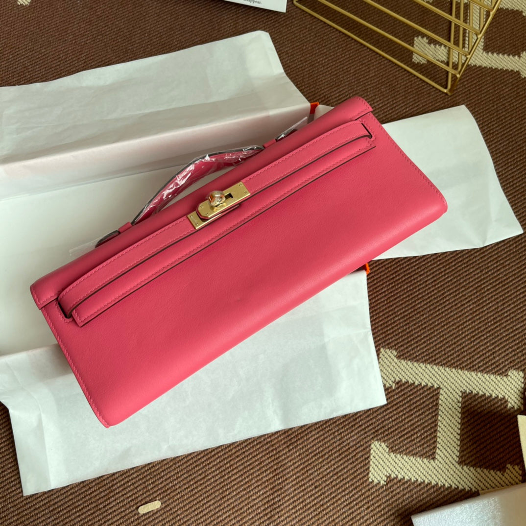 HM Kelly Cut 31cm Pink Swift Leather Ghw