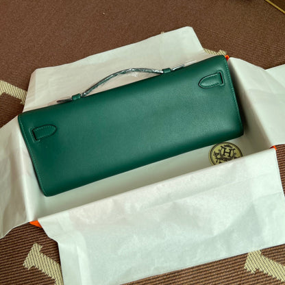 HM Kelly Cut 31cm Dark Green Swift Leather Ghw