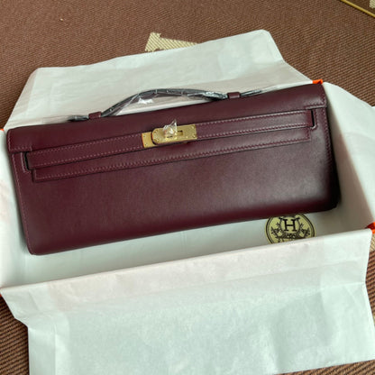 HM Kelly Cut 31cm Maroon Swift Leather Ghw