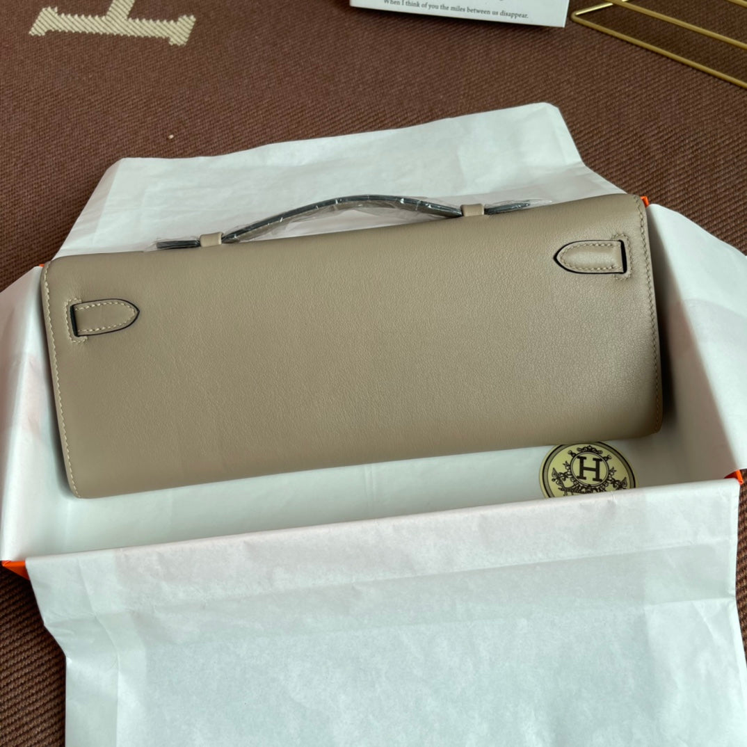 HM Kelly Cut 31cm Light Grey Swift Leather Shw