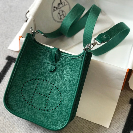 Mini Evelyne 18cm Dark Green Togo Silver Hardware
